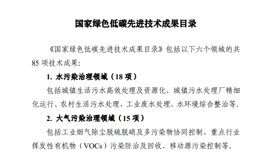 《國家綠色低碳先進技術成果目錄》之環境監測篇